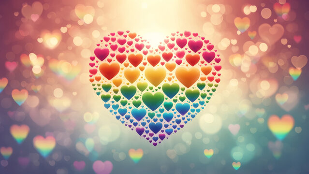 Vibrant Rainbow Heart of Bokeh Love Spectrum