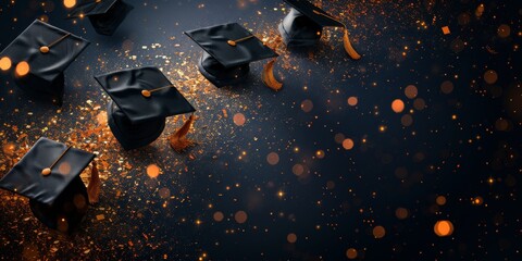 Wall Mural - Graduation Caps and Confetti on Table
