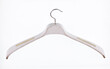 old white wooden hanger with hangers isolated on white background
