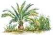 © Ева Поликарпова - Beautiful watercolor painting of a palm tree, perfect for tropical themed designs