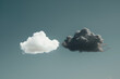 white cloud and black cloud, close but opposite, different, minimal image