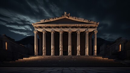 Canvas Print - Roman temple to Jupiter Maximus with grand Corinthian columns