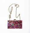 fashionable handbag with glitter isolated on white background