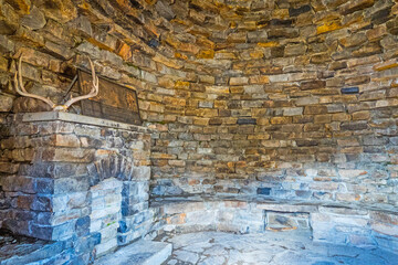 View of inside of John Muir cabin on the top of John Muir pass