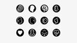 Collection of black and white icons suitable for various design projects