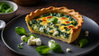 Delicious quiche with cheese and spinach homemade