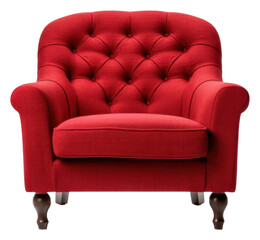 PNG Red armchair furniture white background comfortable.