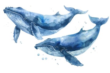 Canvas Print - Majestic blue whales swimming in the ocean, perfect for nature and wildlife themes