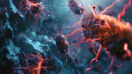 Wall Mural - a bunch of cells floating in water, suitable for scientific or medical concepts