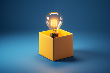 light bulb in a yellow box