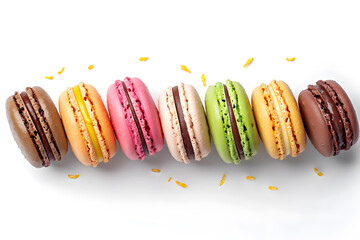 Wall Mural - Colorful macarons isolated on background