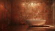Finally in the bathroom we see how polished plaster can bring a touch of opulence to the most functional of spaces. The walls are coated in a warm metallic copper plaster adding