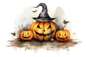 Wall Mural - PNG watercolor minimal halloween , clean isolated background --ar 3:2