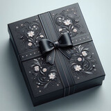 Fototapeta Przestrzenne - 3D illustration of closed black gift box