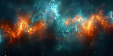 Wall Mural - a long blue and orange space with many stars
