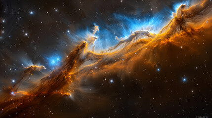Wall Mural - a beautiful and colorful space scene with a bright orange and blue cloud