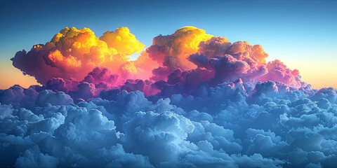 Poster - The sky is filled with a variety of clouds, some of which are pink, yellow