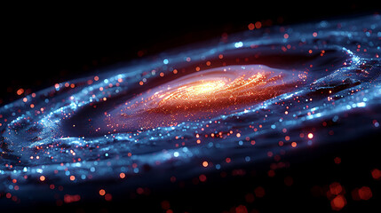 Wall Mural - a galaxy with a blue center and red and orange swirls
