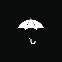 Wall Mural - white umbrella icon on a black background.
