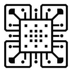 Wall Mural - graphic representation of a microchip with a symmetrical design.