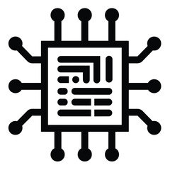 Wall Mural - black and white microchip symbol representing modern technology.