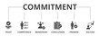 Commitment concept icon illustration contain trust, competence, behaviour, conclusion, promise and success.