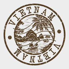 Poster - Vietnam Stamp Postal. Silhouette Seal. Passport Round Design. Vector Icon. Design Retro Travel. National Symbol.	
