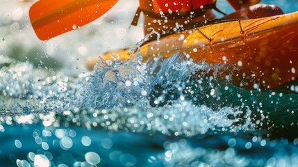 Wall Mural - A person in a kayak paddling through the water.