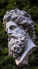 Sticker - Detailed sculpture of a bearded man with flowing hair