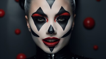 Poster - dramatic face makeup with black and red colors