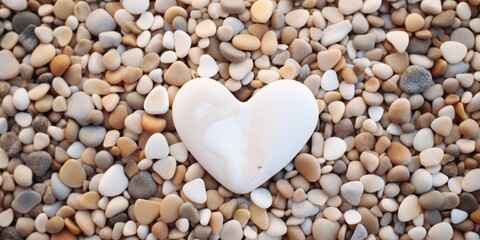 Wall Mural - heart-shaped stone on pebbles