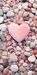 Wall Mural - heart-shaped candy on colorful pebbles