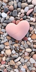 Wall Mural - heart-shaped stone on pebbles