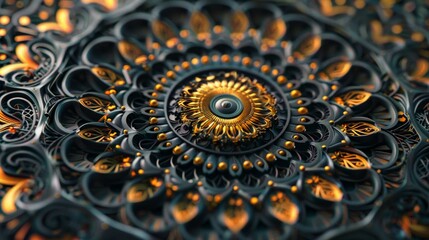 A close-up of an intricate mandala design. background.