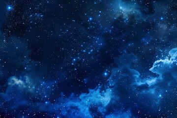 Wall Mural - blue dark night sky with many stars. milkyway cosmos background - generative ai