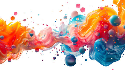 Wall Mural - Orange and blue paint splash isolated on a transparent background, PNG, Ai