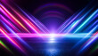 Neon light illuminated road, background, light, rainbow color, laser, beam, night, party, glamorous