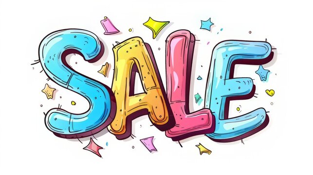 The word Sale created in Cartoon Illustration.