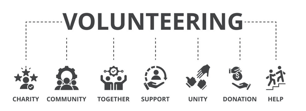 Volunteering concept icon illustration contain charity, community, together, support, unity, donation and help.