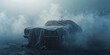 © Muhammad The Trust - close up a car covered in cloth on smoky background abstract covered car background