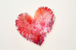 Heart silhouette made from a fingerprint pattern texture, ruby color palette, white background