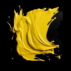 Wall Mural - Vibrant yellow paint splash on black background