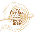 Coffee is always a good idea. Inspirational quote.