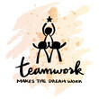 Teamwork makes the dream work. Motivational quote.  Vector illustration.