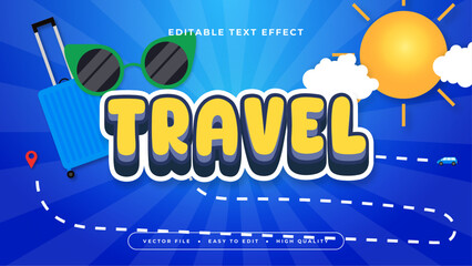 Yellow white and blue travel 3d editable text effect - font style