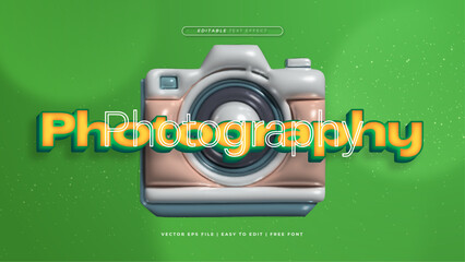 Wall Mural - Green yellow and white photography 3d editable text effect - font style
