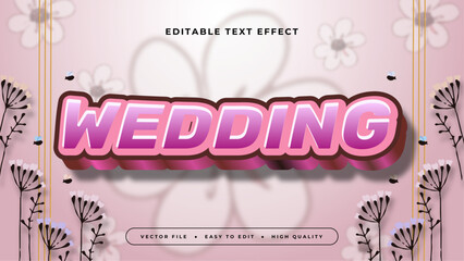 Canvas Print - Pink black and purple violet wedding 3d editable text effect - font style