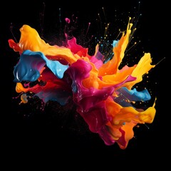 Wall Mural - Colorful paint splash on black background