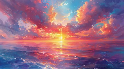 Wall Mural - magical sunset over the horizon, with a lone tree standing tall in the foreground and a distant mountain range visible in the background