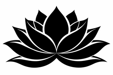 Wall Mural - black and white lotus flower silhouette on white background, Vector illustration, bird, icon, svg, characters, Holiday t shirt, Hand drawn trendy Vector illustration, Rose flower